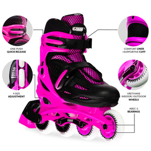 Crazy Inline Skate Blade Size Adjustable Pink