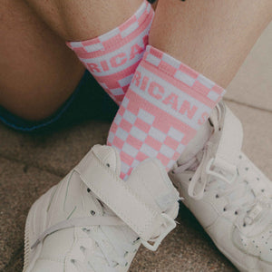American Socks Pink Checkerboard - Mid High