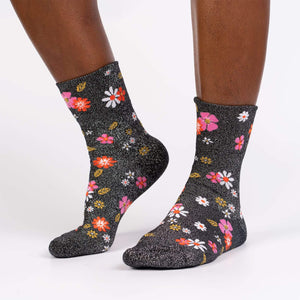 Sock it to Me Flower Power Turn Cuff Crew Socks