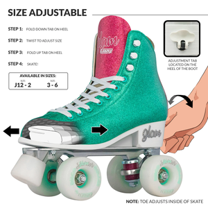 Crazy Glam Adjustable Roller Skates Teal/Pink