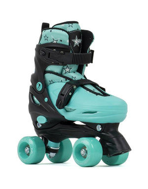 SFR NEBULA KIDS ADJUSTABLE QUAD SKATES - BLACK GREEN - Skatescool Australia