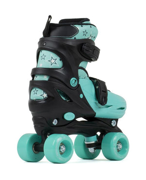 SFR NEBULA KIDS ADJUSTABLE QUAD SKATES - BLACK GREEN - Skatescool Australia