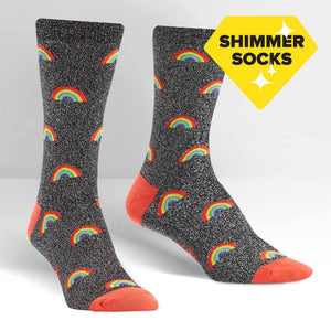SOCK IT TO ME GLITTER OVER THE RAINBOW WOMENS CREW SOCKS - Skatescool Australia