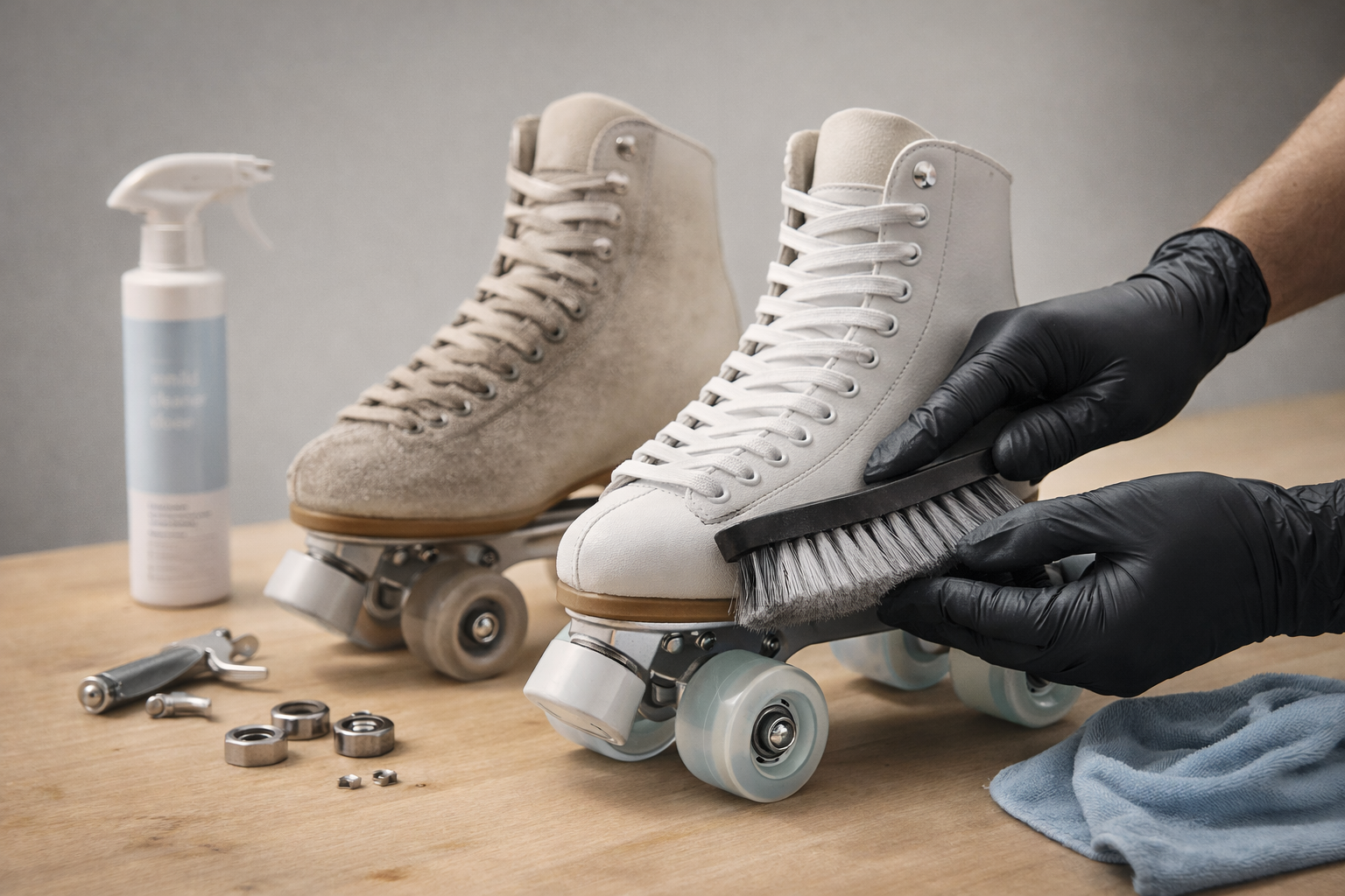 roller skate boot sole inspection cleaning