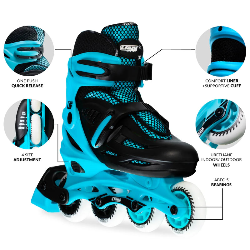 Crazy Inline Skate Blade Size Adjustable Teal