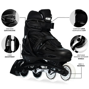 Crazy Inline Skate Blade Size Adjustable Black