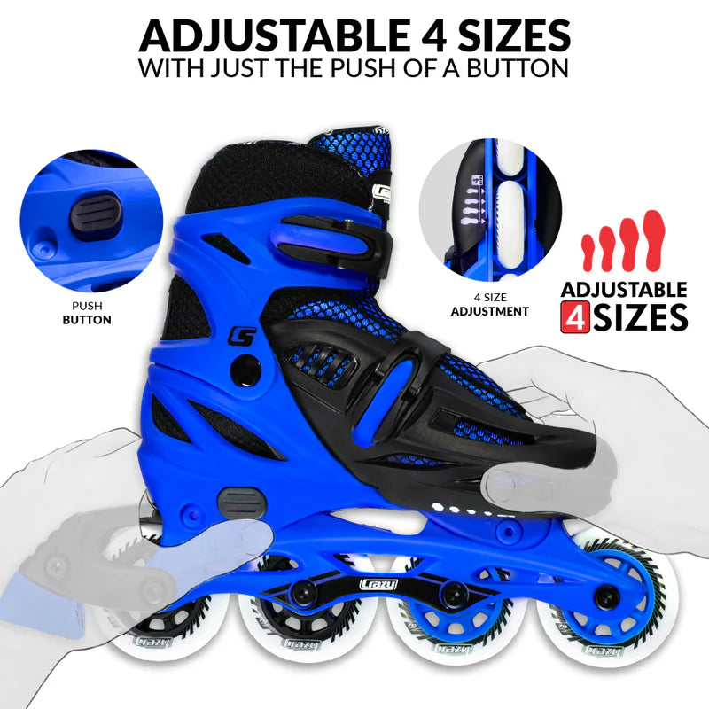 Crazy Inline Skate Blade Size Adjustable Blue