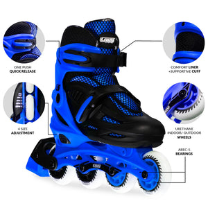 Crazy Inline Skate Blade Size Adjustable Blue