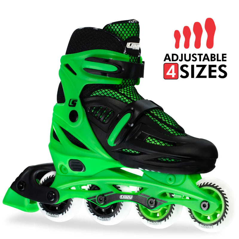 Crazy Inline Skate Blade Size Adjustable Green