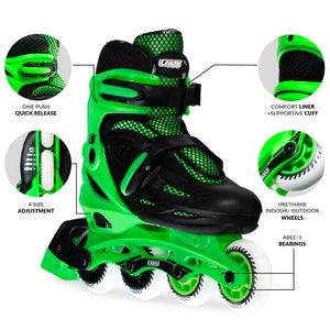 Crazy Inline Skate Blade Size Adjustable Green