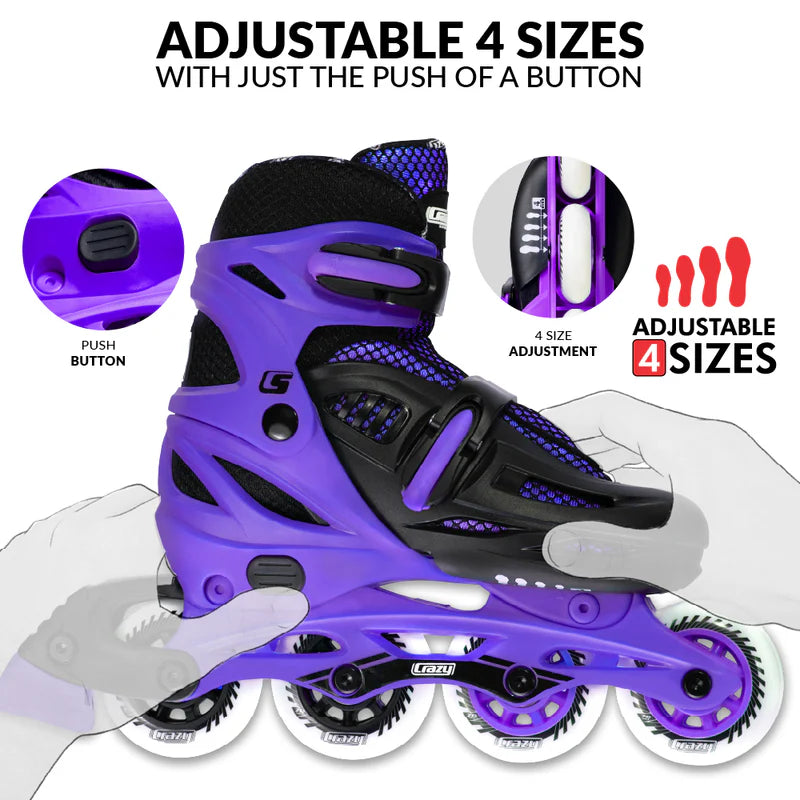 Crazy Inline Skate Blade Size Adjustable Purple