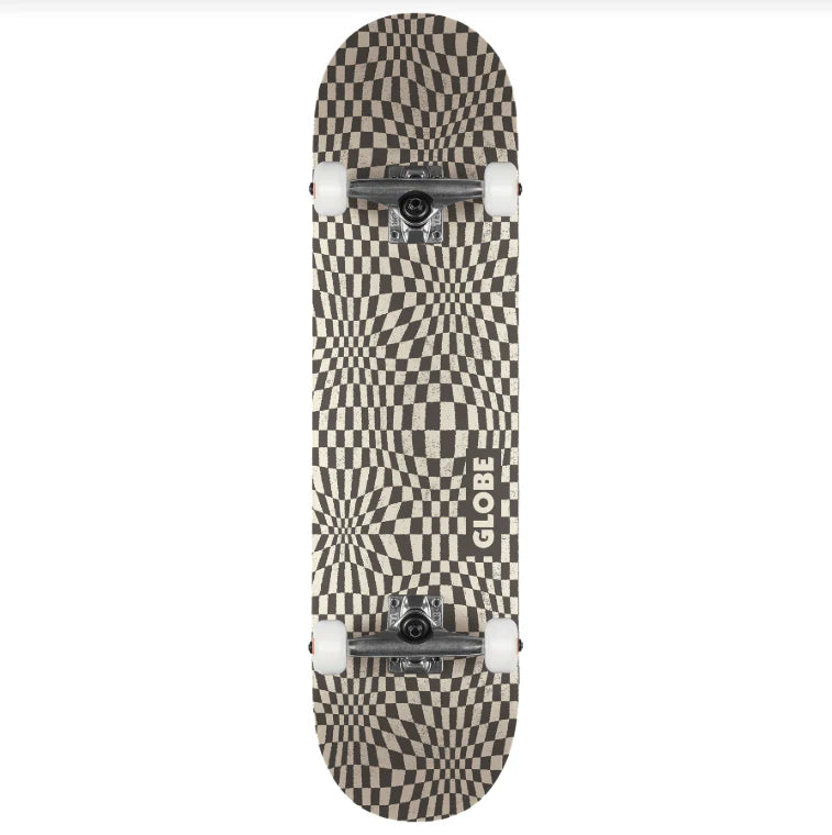 G0 Checked Out 8.0" Complete Skateboard - Black/Off-White