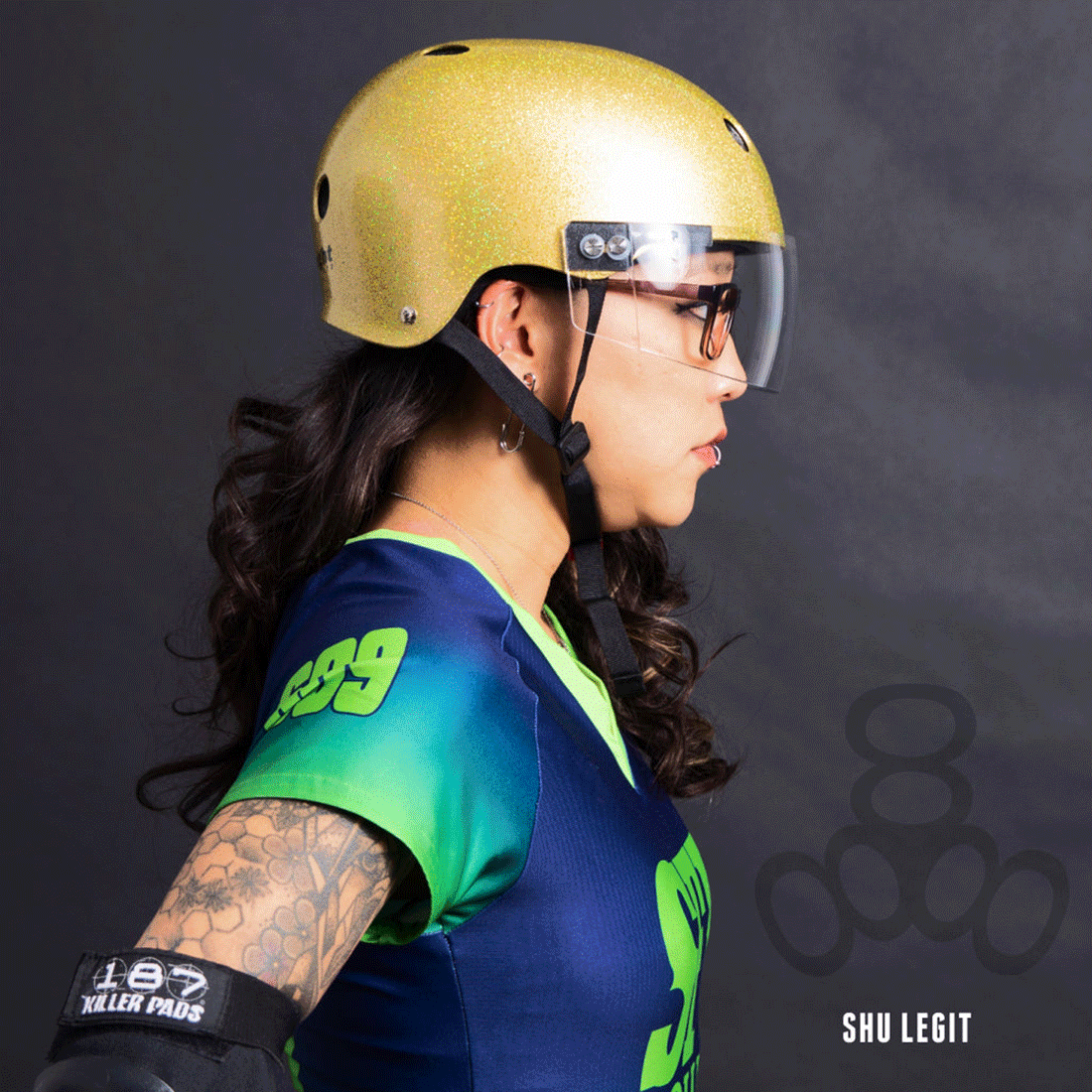 Triple 8 The Visor Certified Helmet SS Gold Glitter