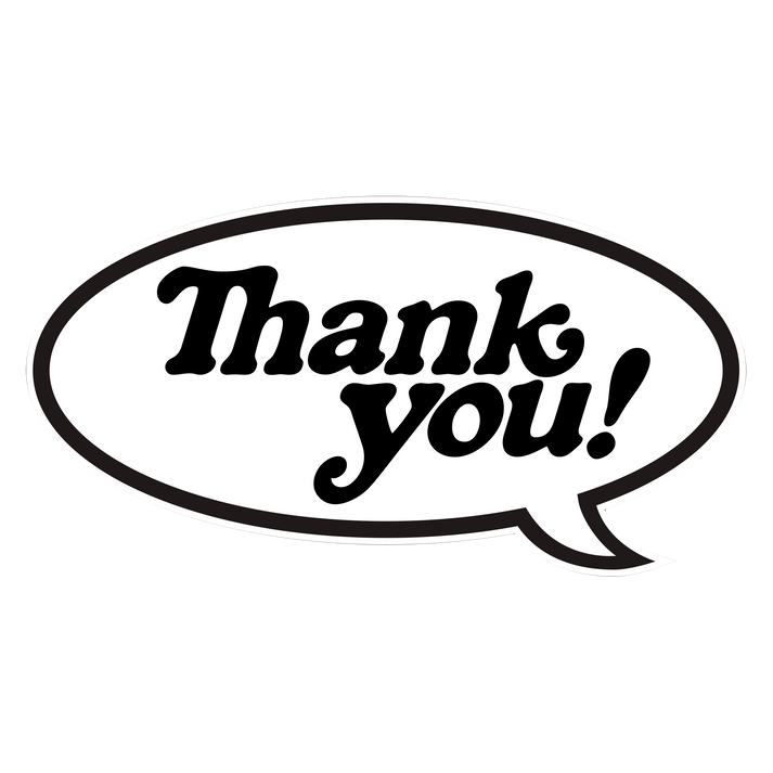 Thank You Bubble Logo Sticker - Black/White - Skate Society