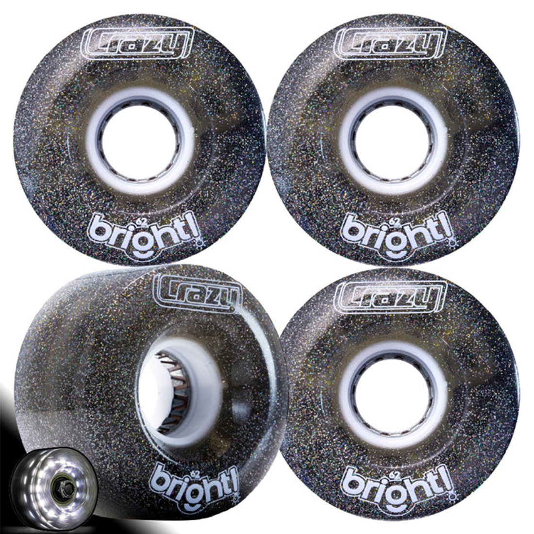 Crazy Bright 62mm LED Wheels 4pk
