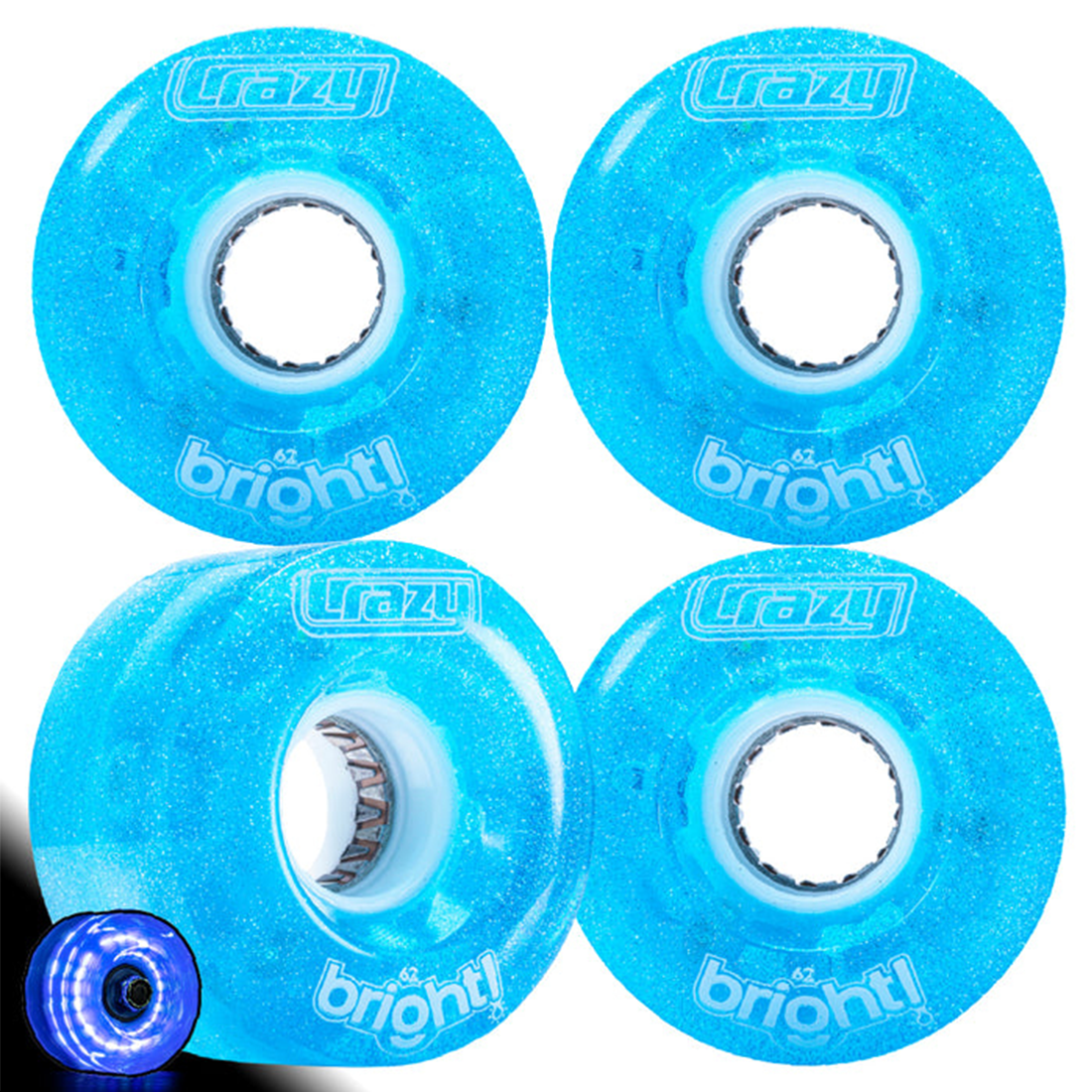 Crazy Bright 62mm LED Wheels 4pk