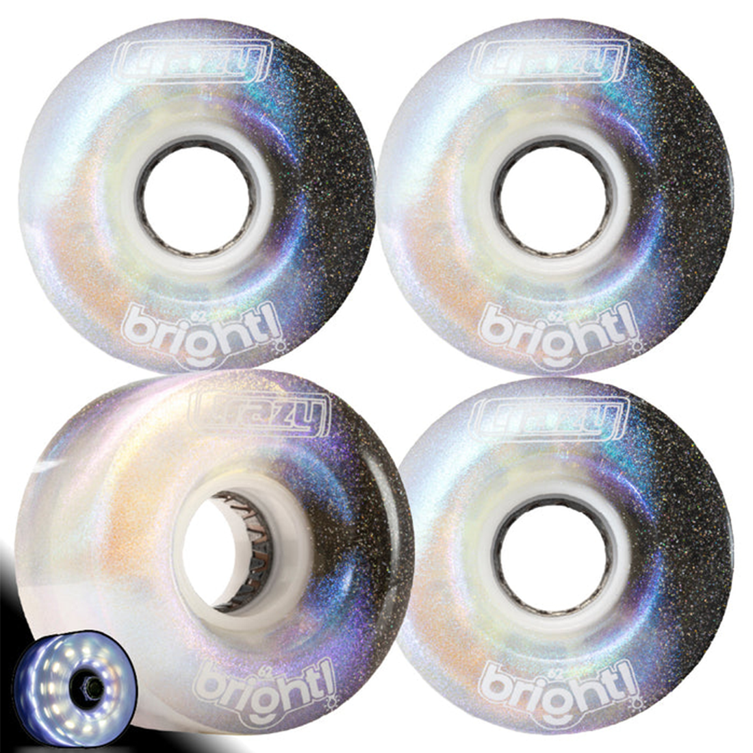 Crazy Bright 62mm LED Wheels 4pk
