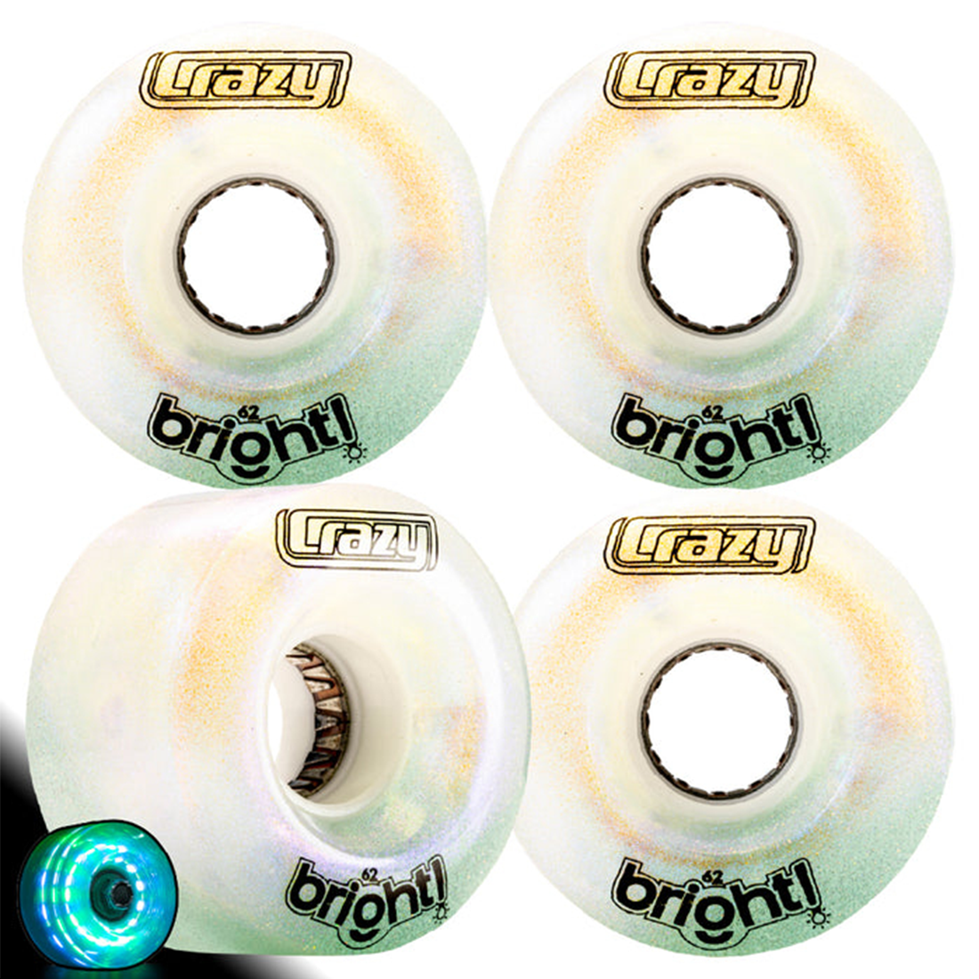 Crazy Bright 62mm LED Wheels 4pk