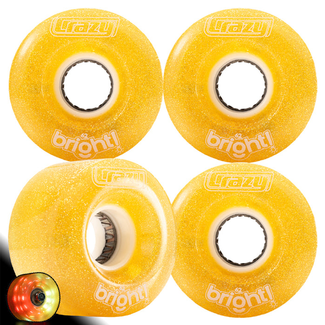 Crazy Bright 62mm LED Wheels 4pk