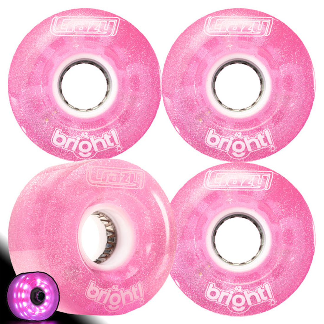 Crazy Bright 62mm LED Wheels 4pk