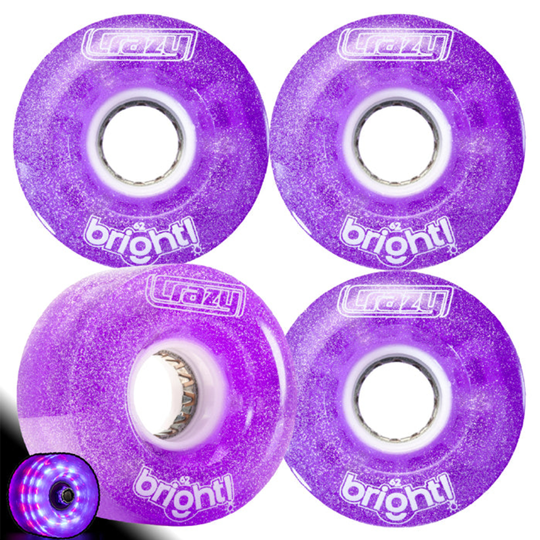 Crazy Bright 62mm LED Wheels 4pk