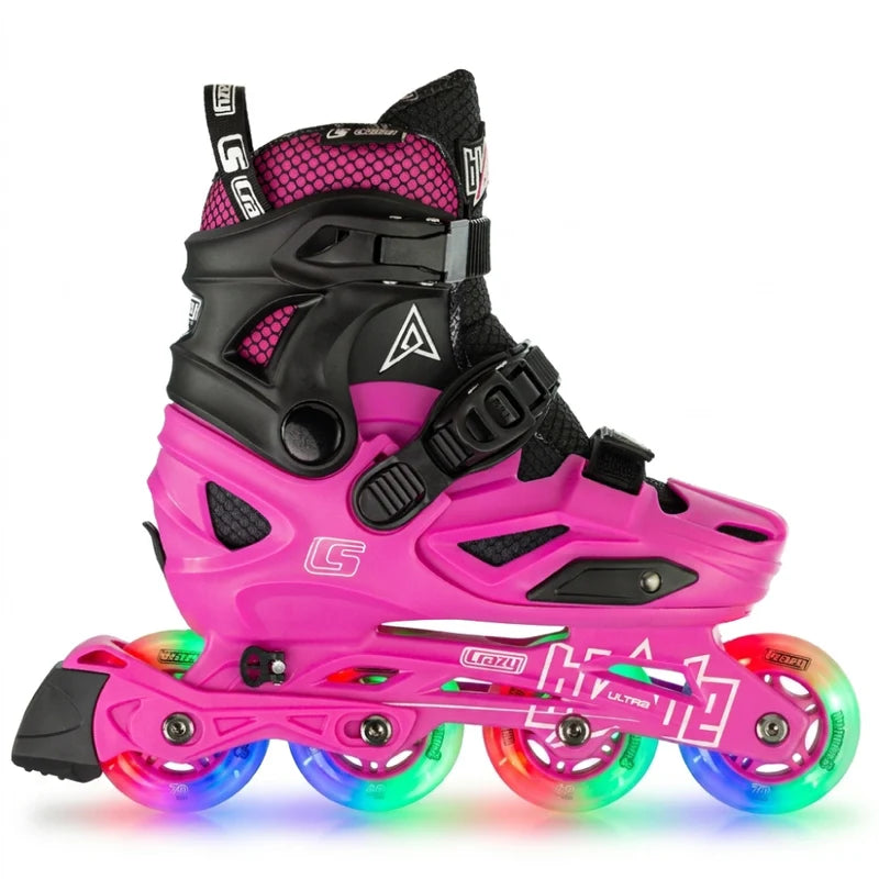 Crazy Inline Skate Blade Size Adjustable Pink-Ultra