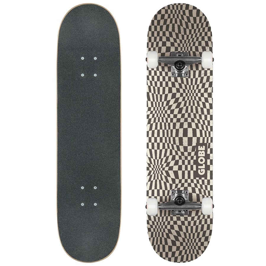 G0 Checked Out 8.0" Complete Skateboard - Black/Off-White