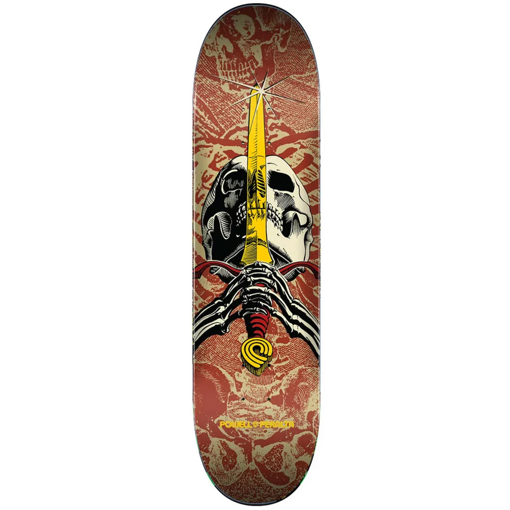 Powell Peralta - Skull & Sword Khaki/Burgundy 7.5 Skateboard Deck