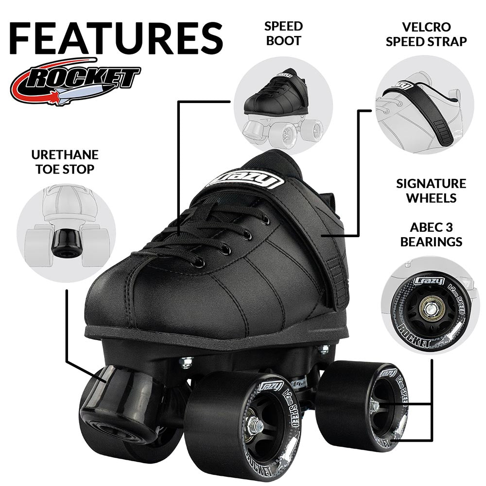 Crazy Rocket Roller Skates Black