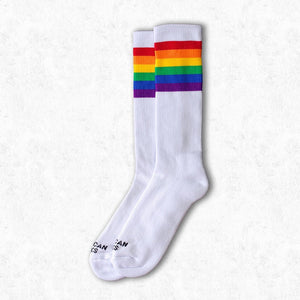 American Socks Rainbow Pride - White w Rainbow Mid - Skatescool Australia