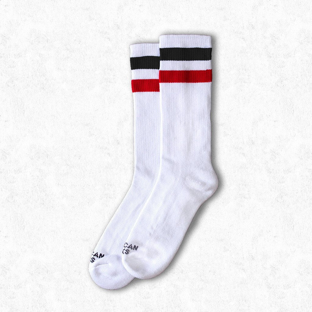 American Socks Teenage Anarchist - White w Black, Red Mid