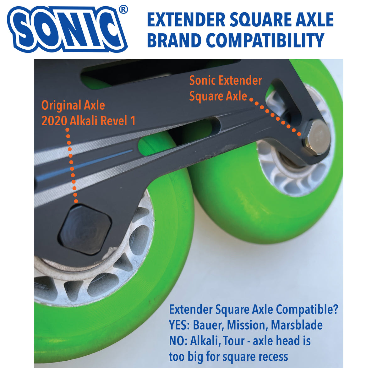 Sonic Extender Square Inline Axle Kit