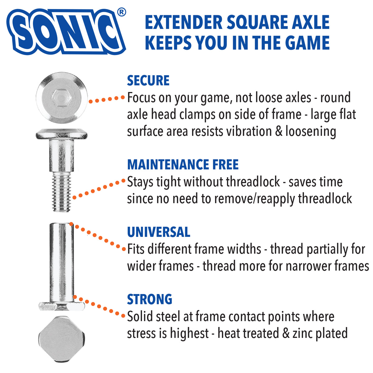 Sonic Extender Square Inline Axle Kit