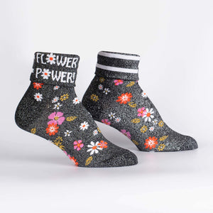 Sock it to Me Flower Power Turn Cuff Crew Socks