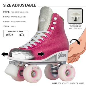 Crazy Glam Adjustable Roller Skates Pink/Silver