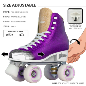 Crazy Glam Adjustable Roller Skates Purple/Gold