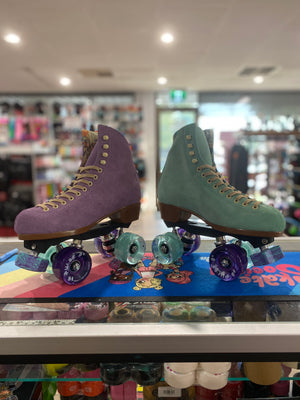 Moxi Lolly Roller Skates Custom Build Mismatch Lilac/Floss Size 6