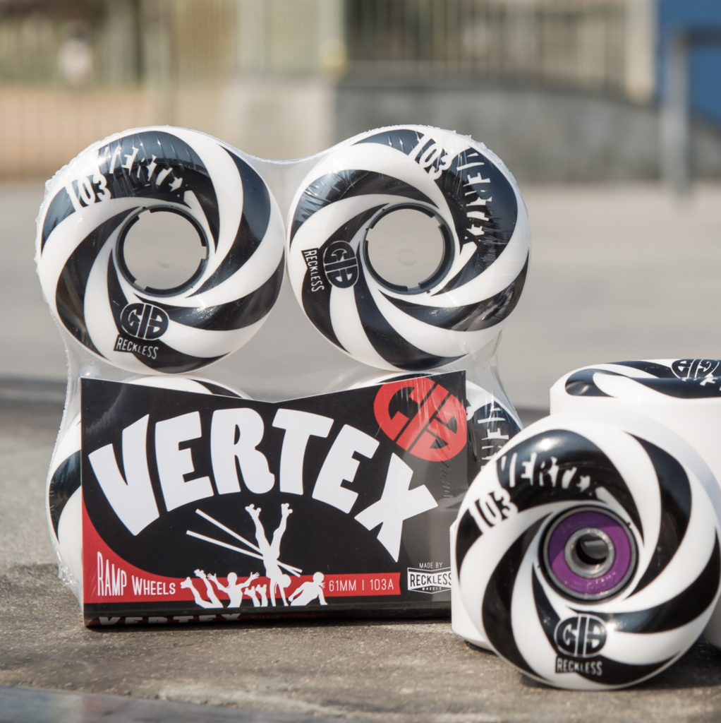 Reckless Wheels CIB Vertex 61mm/103a Black White 4 Pack - Skatescool Australia