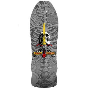 Powell Peralta GeeGah Skull and Sword Deck Silver 9.75"