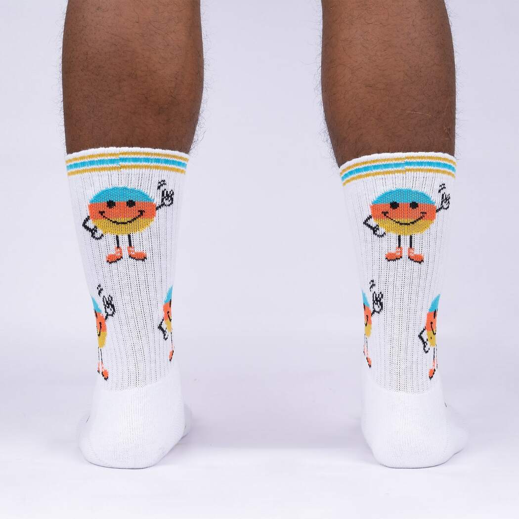 Sock It To Me My Happy Face Ribbed Crew Athletic Socks M/L