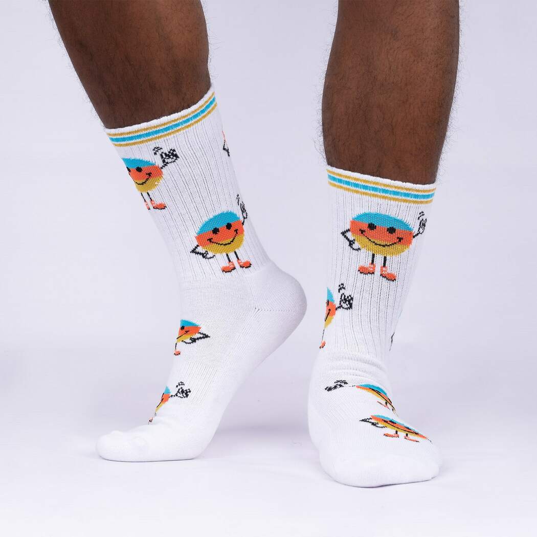 Sock It To Me My Happy Face Ribbed Crew Athletic Socks M/L
