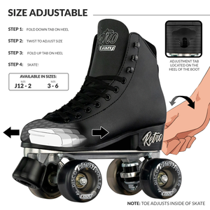 Crazy Retro Adjustable Roller Skates Black