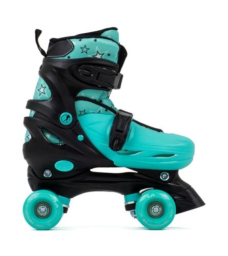 SFR NEBULA KIDS ADJUSTABLE QUAD SKATES - BLACK GREEN - Skatescool Australia
