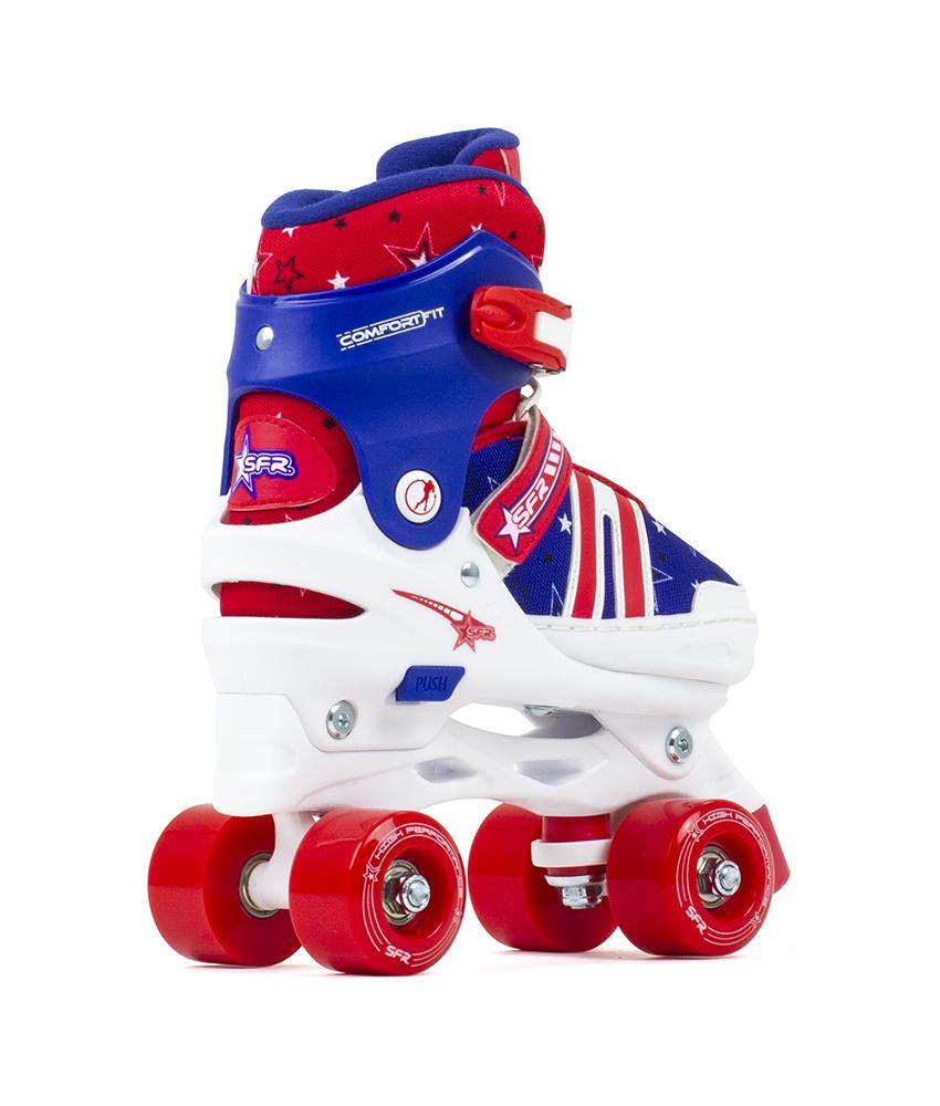 SFR SPECTRA KIDS ADJUSTABLE QUAD SKATES - BLUE RED - Skatescool Australia