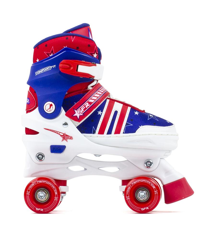 SFR SPECTRA KIDS ADJUSTABLE QUAD SKATES - BLUE RED - Skatescool Australia