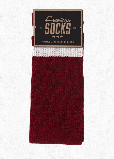 AMERICAN SOCKS RED NOISE - BURGUNDY W WHITE MID (Sold out) - Skatescool Australia