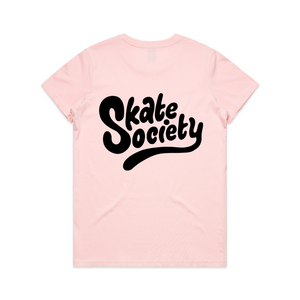 Skate Society Logo Womens Tee Pink