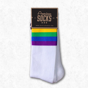 American Socks Rainbow Pride - White w Rainbow Mid - Skatescool Australia