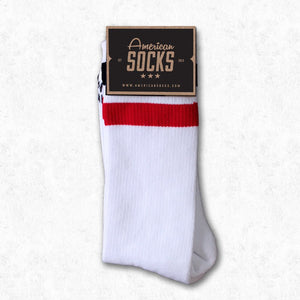 American Socks Teenage Anarchist - White w Black, Red Mid