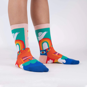 Sock It To Me Peace And Love Womens Crew Socks